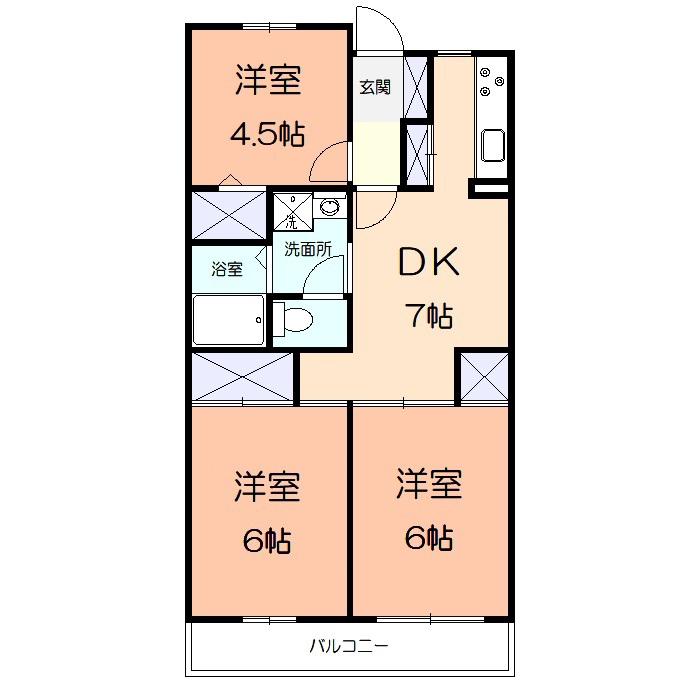 ペルテ鵠沼(3DK/2階)の間取り写真