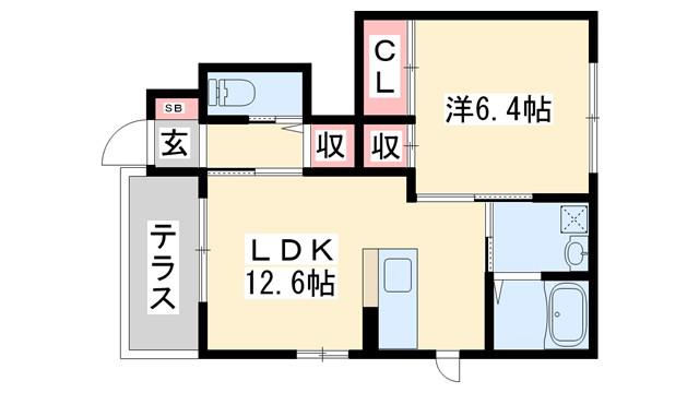 リラフォートC(1LDK/1階)の間取り写真