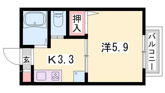 サンハイツふじ(1K/2階)の間取り写真