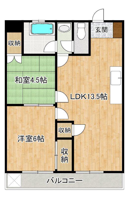 久留米中央ビル(2LDK/5階)の間取り写真