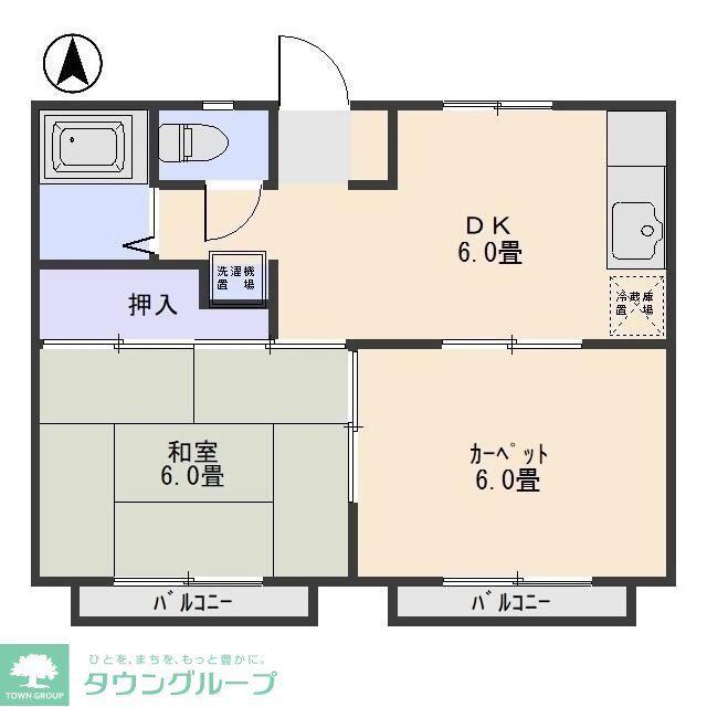 コーポレート前箱田(2DK/2階)の間取り写真
