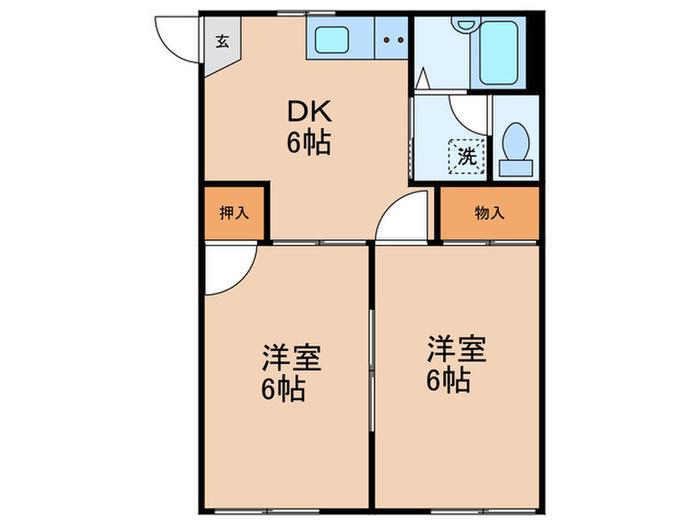 オウク千駄木(2DK/1階)の間取り写真
