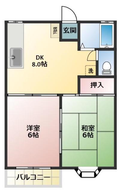 グリーンハイツ(2DK/2階)の間取り写真