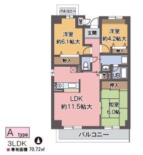 ソアール門戸荘(3LDK/3階)の間取り写真