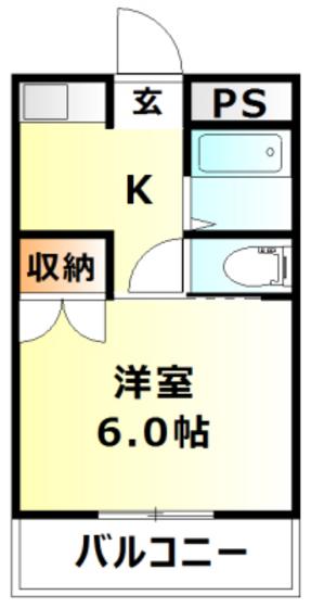リトルハイム青江 I(1K/2階)の間取り写真