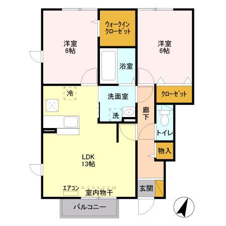 シエスタ I(2LDK/1階)の間取り写真