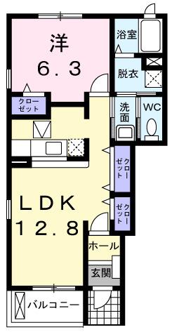 カーサ プラシードII番館(1LDK/1階)の間取り写真