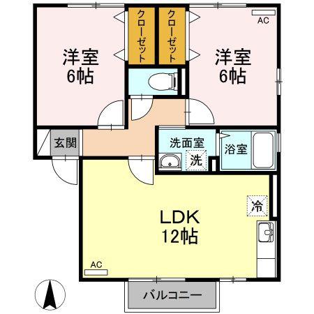 セジュール郷(2LDK/2階)の間取り写真