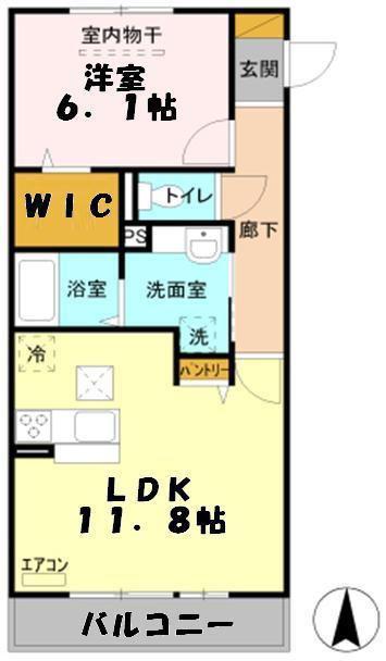 メリーコート(1LDK/1階)の間取り写真
