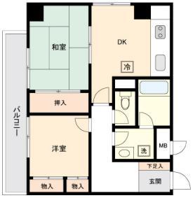 ミール千歳烏山(2DK/4階)の間取り写真