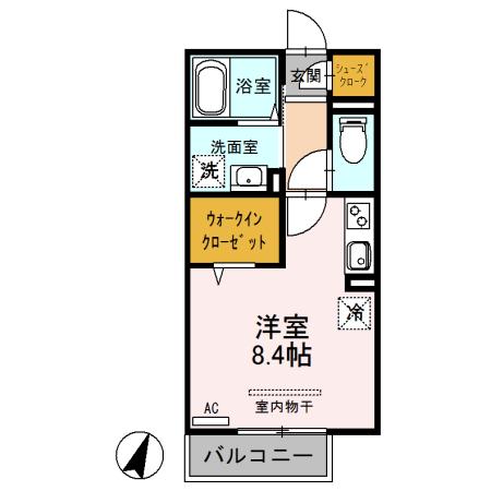 MY CORONET(ワンルーム/2階)の間取り写真