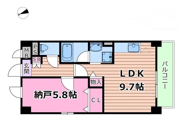 サンロード新和II(1SK/1階)の間取り写真