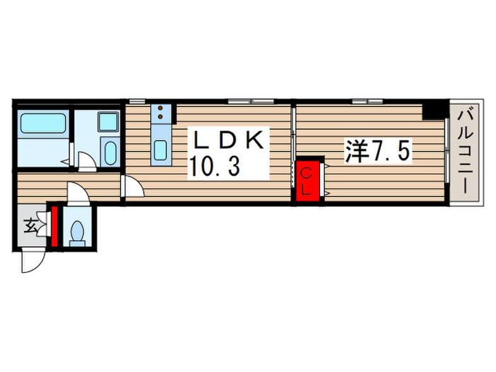 ミリアビタNO35(1LDK/3階)の間取り写真