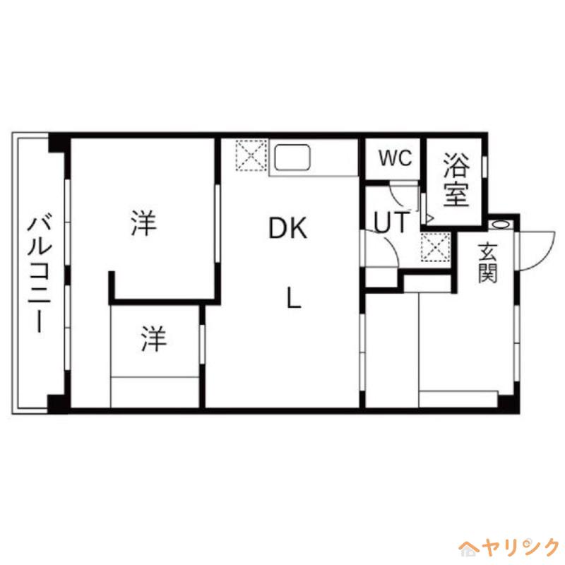 大曽根3棟(2LDK/9階)の間取り写真
