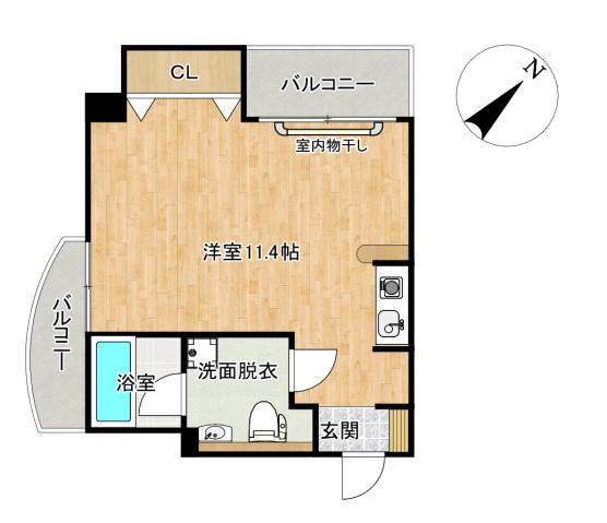 エヴァーフォレスト(ワンルーム/5階)の間取り写真