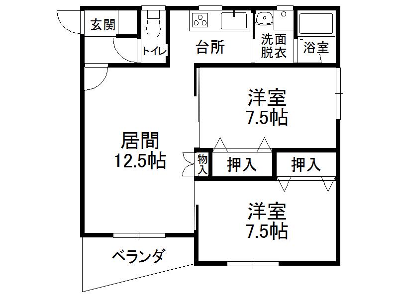 ヴィーナス フォート(2LDK/2階)の間取り写真