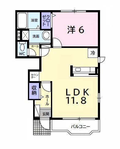 プリモディーネ II(1LDK/1階)の間取り写真