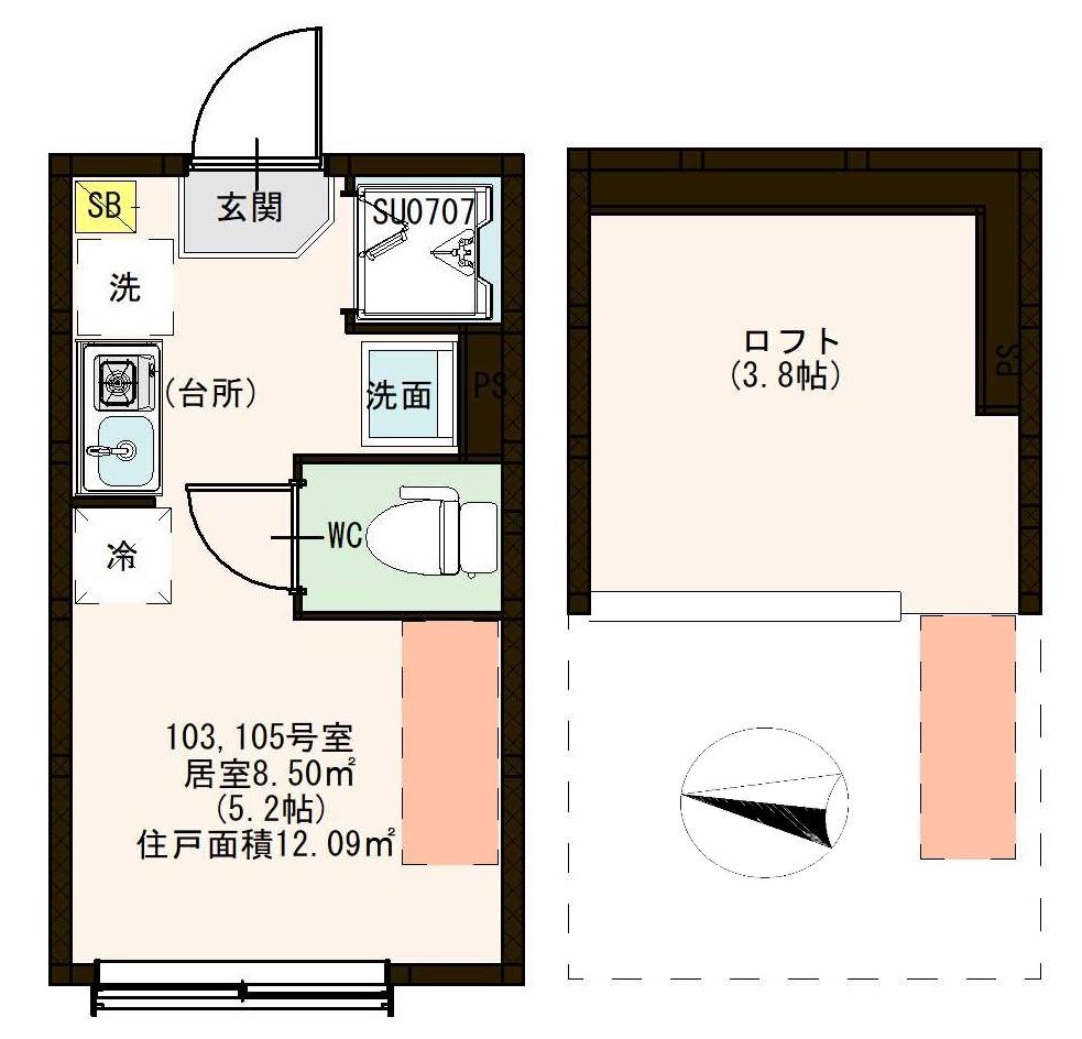 BEAUTE KOIWA(ワンルーム/1階)の間取り写真