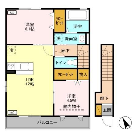 メゾン ゼフィール(2LDK/2階)の間取り写真