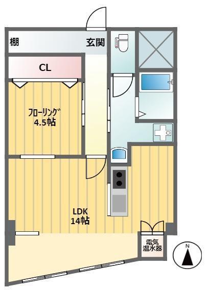 パールハイツ笹塚(1LDK/6階)の間取り写真