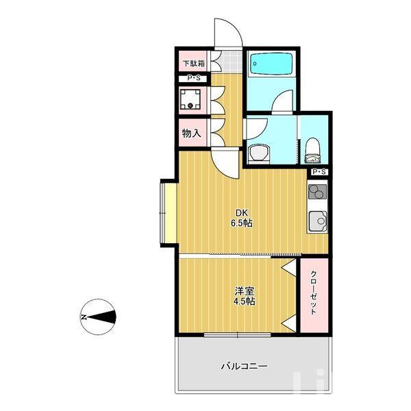 ピュアナ弓ノ町(1DK/3階)の間取り写真