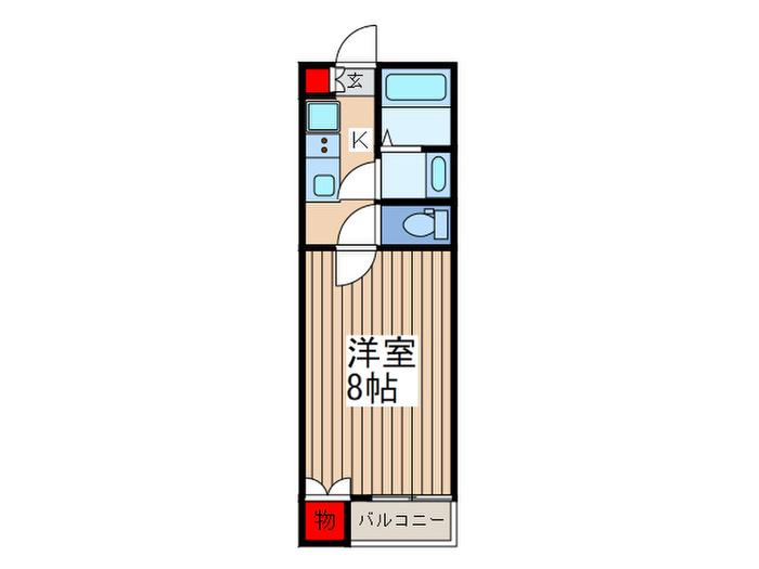 ポルシェ国府台(1K/2階)の間取り写真