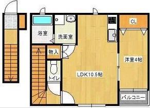 グランチェスタ多賀城(1LDK/2階)の間取り写真