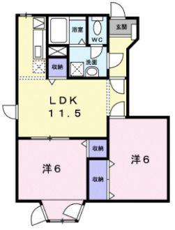 ファミール・シャトレ-C(2LDK/1階)の間取り写真