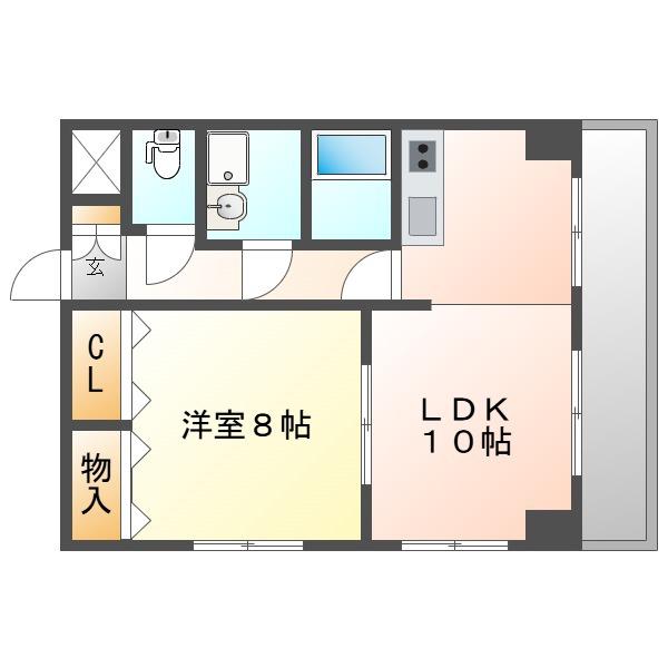 上幟こにしビル(1LDK/4階)の間取り写真