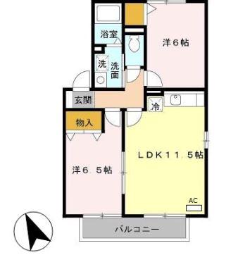 ジュネス高師浜(2LDK/2階)の間取り写真