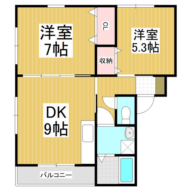 エクシブ麗麗C(2DK/2階)の間取り写真