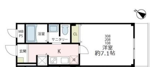 CHERRYHOUSEV(1K/1階)の間取り写真