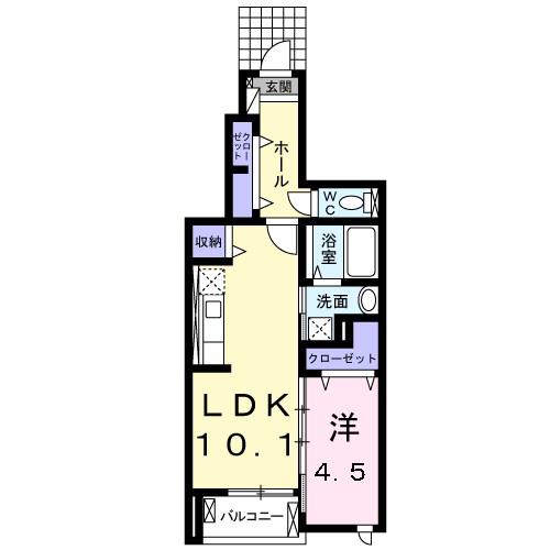 マーガレット ウッズ(1LDK/1階)の間取り写真