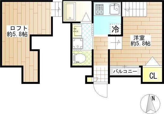 アークテラス荒町(1K/1階)の間取り写真