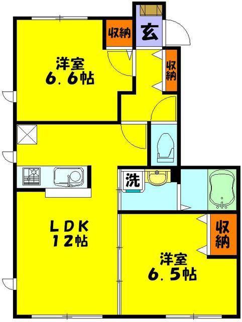 エーデルメゾンI(2LDK/1階)の間取り写真