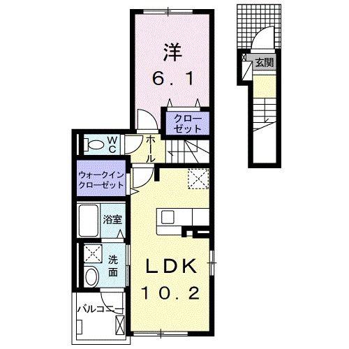 リーヴ・レガーロ(1LDK/2階)の間取り写真