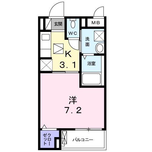 ベルオーブV(1K/2階)の間取り写真