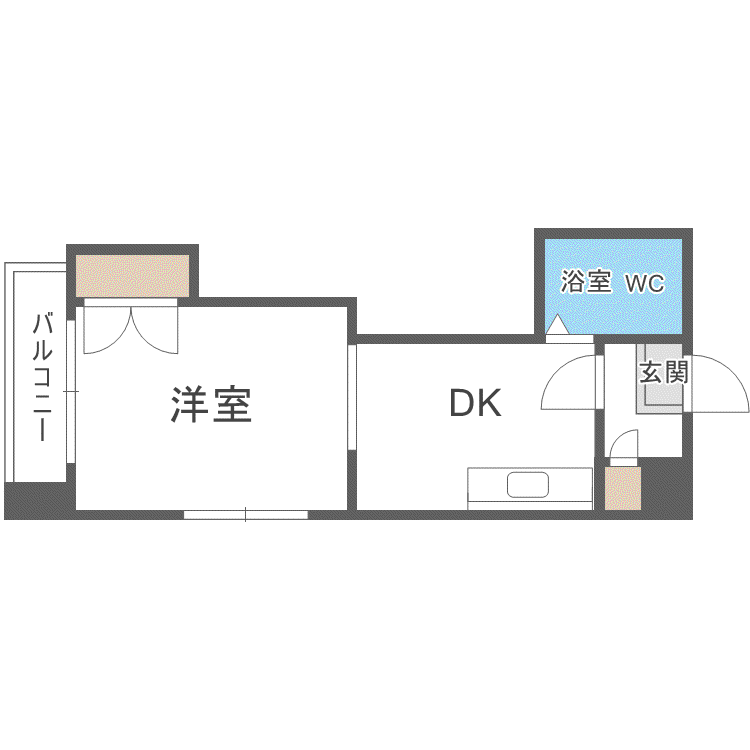 札幌JOW2ビル(1DK/8階)の間取り写真