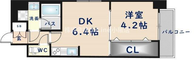 グランカーサ高井田(1DK/2階)の間取り写真