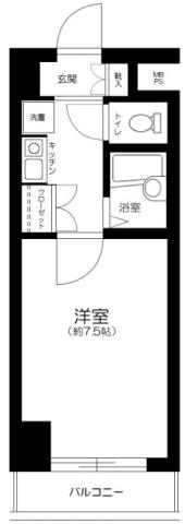エクセリア文京池之端(1K/1階)の間取り写真