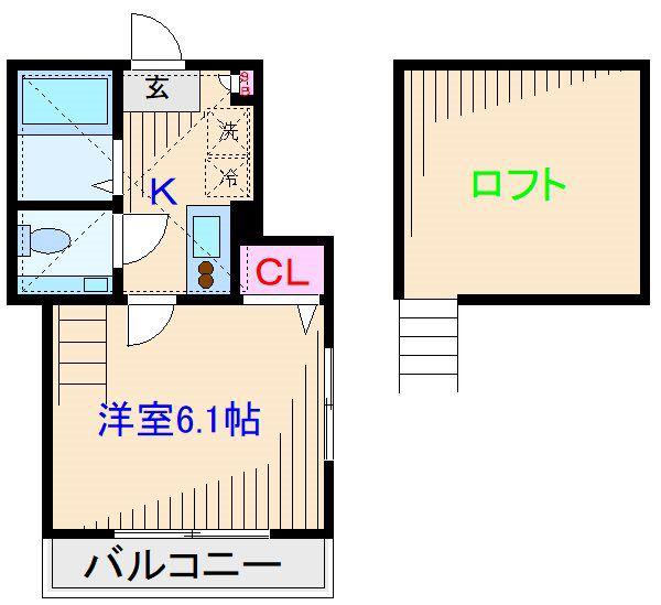 ルークス武蔵小杉(1K/2階)の間取り写真