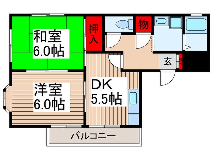プレジオ浦和(2DK/3階)の間取り写真