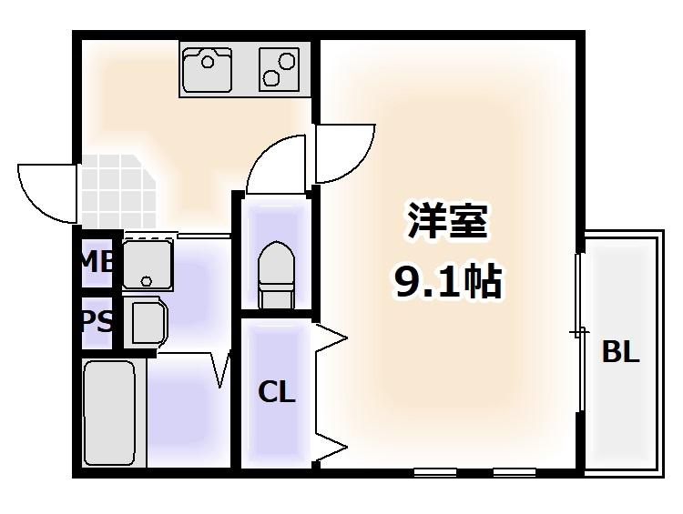 フジパレス昭和町(1K/2階)の間取り写真