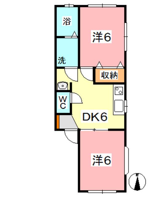 NTYコーポ(2DK/2階)の間取り写真