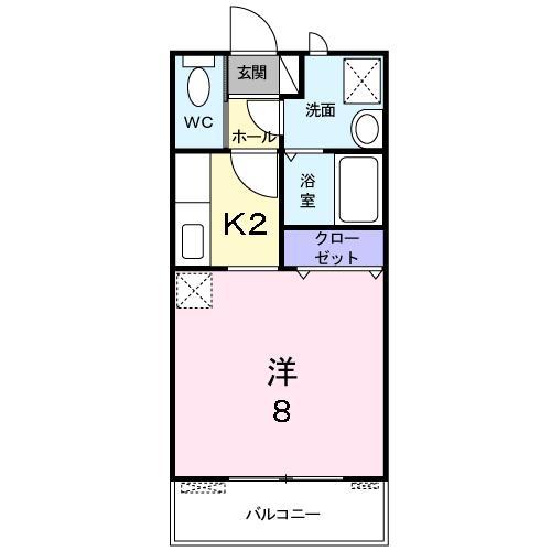 ルミエール(1K/2階)の間取り写真