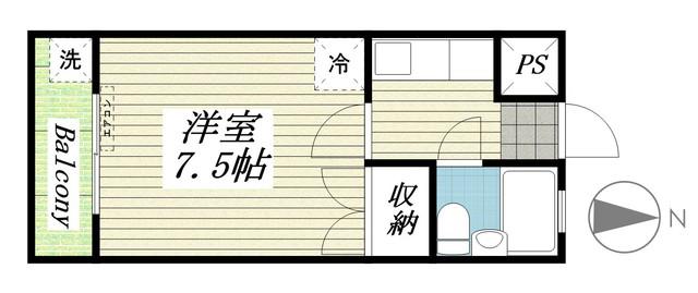 コーポコーベル 2(1K/2階)の間取り写真