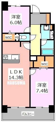 ロイヤルパークスリバーサイド(2LDK/9階)の間取り写真