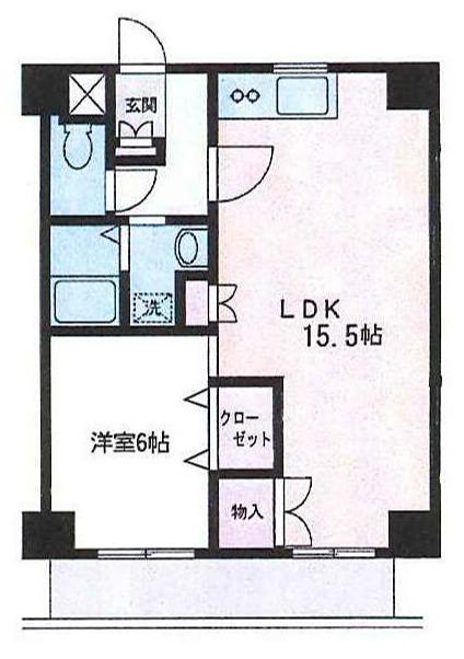 ロイヤルマンション国府津(1LDK/3階)の間取り写真