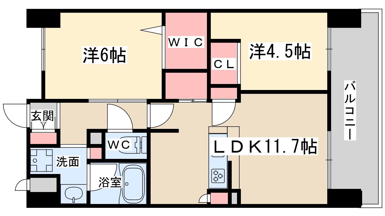 フジマン南森町(2LDK/6階)の間取り写真