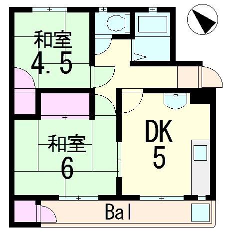 かずみマンション(2DK/2階)の間取り写真